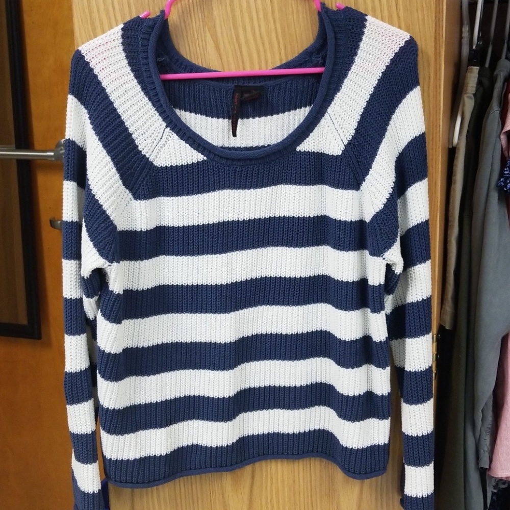 Navy blue and white striped Sweater